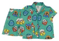 Zelené kraťasové pyžamo s pejsky - Tlapková patrola Nickelodeon 