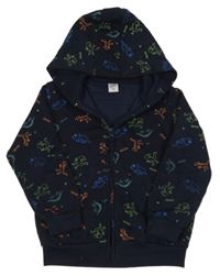 Tmavomodrá prepínaci mikina s dinosaurami a kapucňou Kiki&Koko