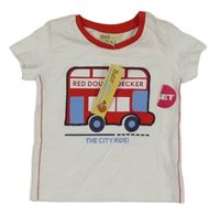 Nové - Bílo-červené tričko s autobusem Baby Wear 