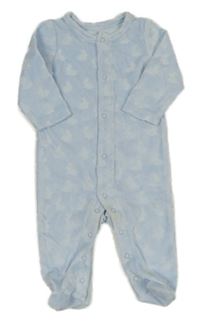 Světlemodrý sametový overal se zajíčky