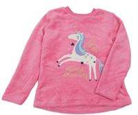 Neónově ružová chlpatá mikina s jednorožcom Dunnes