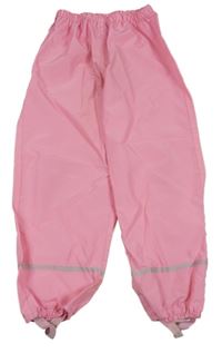 Světlerůžové šusťákové kalhoty s proužky 