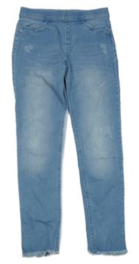 Modré rozstrapkané é džegíny s vyšúchaním Denim Co.