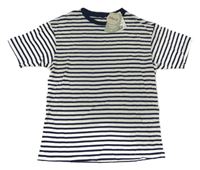 Nové - Bílo-tmavomodré pruhované tričko H&M