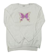 Biely sveter s motýlkom s flitrami LC WaIKIKI
