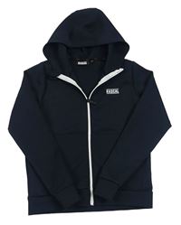Tmavomodrá tech fleece propínací sportovní mikina s kapucí RASCAL