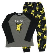 Tmavošedo-čierne fleecové pyžama s Pikachu PRIMARK