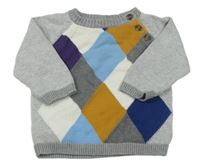 Sivo-pestrý melírovaný károvaný sveter H&M