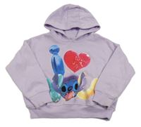 Levandulová oversize mikina so Stitchem a kapucňou George