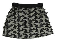 Kockovaným - Čierna sieťovaná průsvitná sukňa s motýlikmi SHEIN