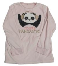 Svetloružová plyšová pyžamová mikina s pandou