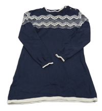 Tmavomodro-biele pletené šaty so vzorom Next