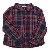 Tmavomodro-červeno-modro-bielo-žltá kockovaná košeľa John Lewis