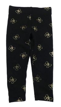 Čierne teplákové zateplené legíny so zlatými mašličkami PRIMARK