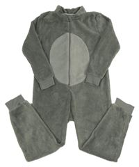 Šedá plyšová kombinéza 