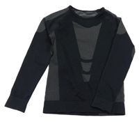 Čierne thermo tričko s pruhmi a vzorom crivit