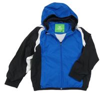 Cobaltově modro-bílo-černá šusťáková funkční jarní bunda s logem a kapucí erima