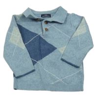 Světlemodro-petrolejovo-olivový melírovaný károvaný sveter s golierikom Next