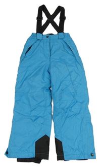 Modro-černé šusťákové funkční zimní oteplovačky s odepínacími kšandami crane