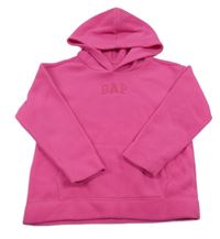 Tmavorůžová fleecová mikina s logem a kapsou a kapucí GAP