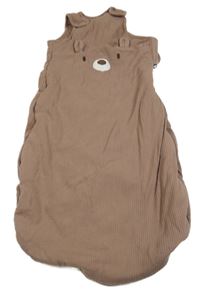 Hnědý žebrovaný zateplený spací pytel s medvídkem F&F