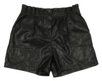 Černé chino paper bag koženkové kraťasy Matalan