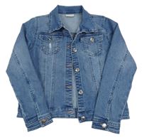 Modrá rifľová bunda s vyšúchaním a golierikom Matalan