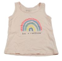 Svetloružový top s dúhou a nápisom PRIMARK