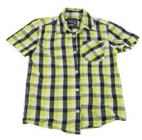 Limetkovo-bílo-tmavomodrá kostkovaná košile C&A