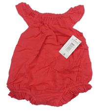 Nové - červený mušelinový kraťasový overal s volánky Matalan