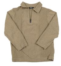 Kávový melírovaný sveter so žebrováním a golierikom Next