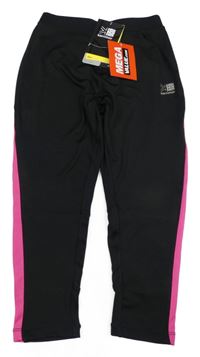 Nové - čierno-tmavoružové capri funkčné bežecké legíny s logom Karrimor