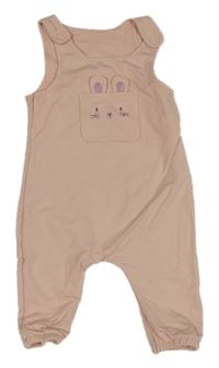 Světlerůžové laclové tepláky s čumáčkem/kapsou Pure baby