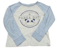 Bielo-modré tričko s nápismi a pandou C&A