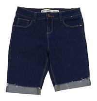Tmavomodré teplákové riflové kraťasy Denim Co.