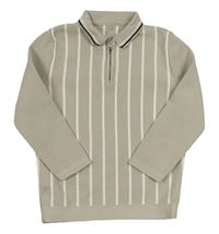 Svetlošedá -biely pruhovaný polo sveter George