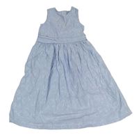 Svetlomodré plátenné šaty s výšivkami a pátskem Mothercare
