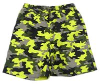 Šedo-khaki-žluté army plážové kraťasy Matalan