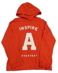 Červená ľahká mikina s nápisom a kapucňou zn. H&M