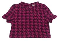 Tmavorůžovo-čierne vzorované úpletové crop tričko Matalan