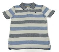Tmavomodro-modro-bílé pruhované polo tričko H&M