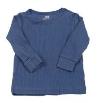 Tmavomodré žebrované triko H&M