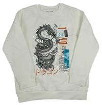 Nové - Bílá mikina s drakem Primark