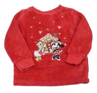 Červená chlpatá mikina s Minnie a Daisy Disney