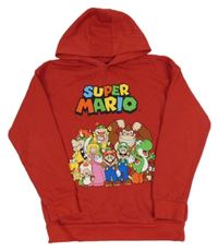 Červená mikina s Mariem s přáteli a kapucňou zn. Primark