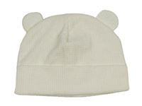 Smetanová žebrovaná čepice s oušky Tu