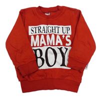 Červená mikina s nápisom