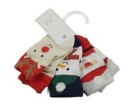 Nové - 3x ponožky - červeno-světlešedé se Santou + bílo-tmavomodré se sněhulákem + béžovo-červené se sobem F&F