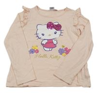 Růžové triko s Hello Kitty s flitry a volánky Sanrio