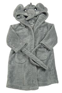 Šedý chlupatý župan s kapucí - slon